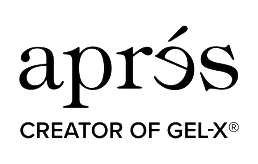 Black text logo reading “après CREATOR OF GEL-X” on a white background